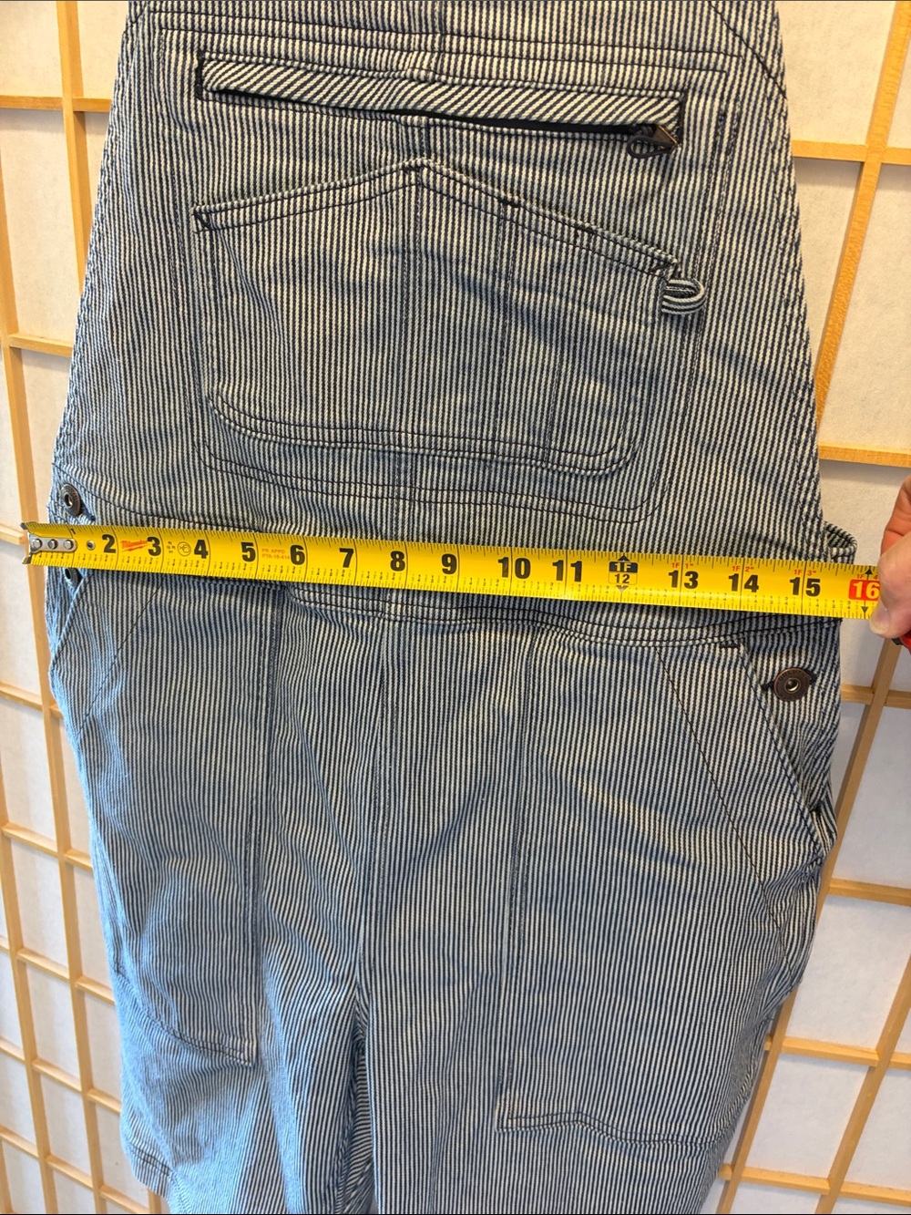 Duluth women’s gardening overalls in engineer stripe - Picture 7 of 8